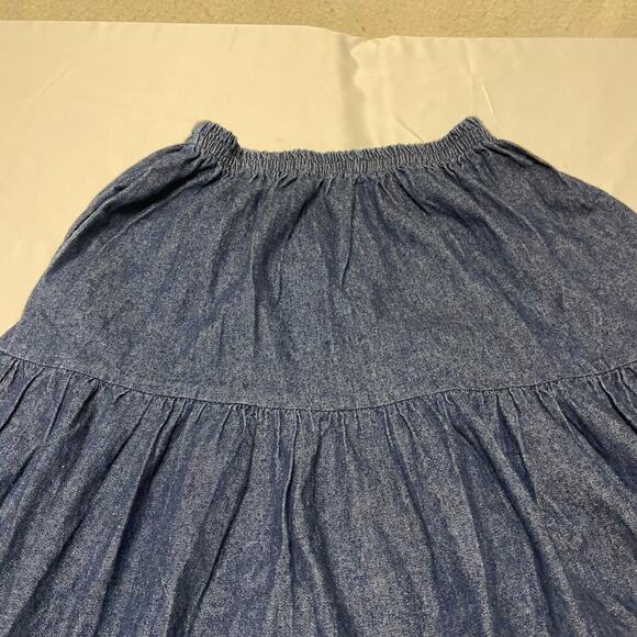 Patricia Wolf Skirt Denim Blue Jean Swing S Vintage Made in USA  Women's Tiered - Picture 4 of 12
